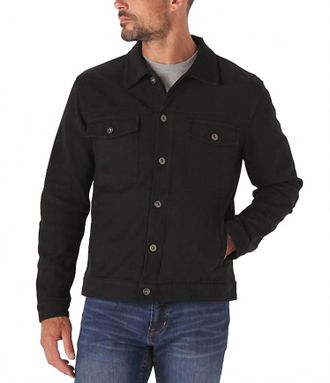 The Normal Brand Tailored Terry Trucker Jacket In Black