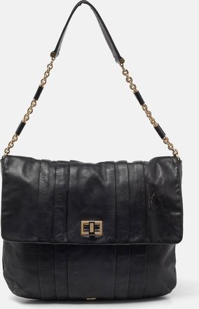 Anya Hindmarch Black Leather Flap Hobo