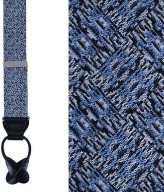 Trafalgar Store Benitos Blue Basket Weave Pattern Silk Novelty Button End Suspenders in Light Blue at Nordstrom