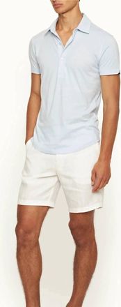 Orlebar Brown Sebastian Silk Polo Shirt In Spring Water Blue