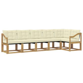 vidaXL Conjunto De Sof&aacute;s De Exterior Con Coj&iacute;n 6 Pcs Blanco Y Crema Vidaxl
