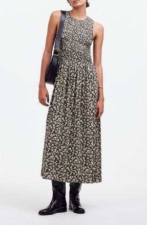 Madewell The Melody Floral Smocked Midi Dress in Dark Pavement at Nordstrom Rack, Size Xx-Large