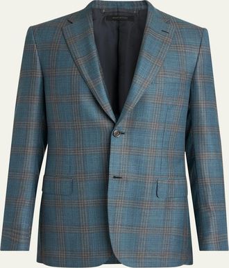 Brioni Mens Wool Plaid Single-Breasted Sport Coat