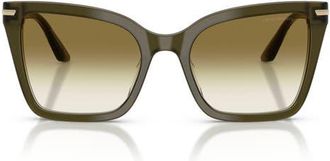 Emporio Armani 53mm Gradient Square Sunglasses in Shiny Dark Green /Clear at Nordstrom