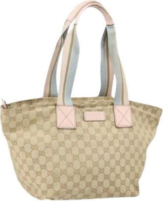 Gucci Pre-owned Tote Bags, female, Beige, Size: ONE SIZE Pre-owned Vintage Canvas Tote Bag