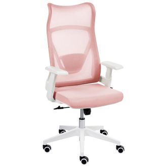 Beliani Silla De Oficina Moderna Base Giratoria Altura Ajustable Reposabrazos De Malla Oficina En Casa Rosa Pastel Bard