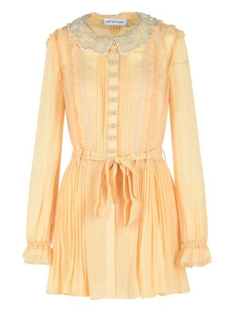 Self Portrait pleated mini dress - Neutrals