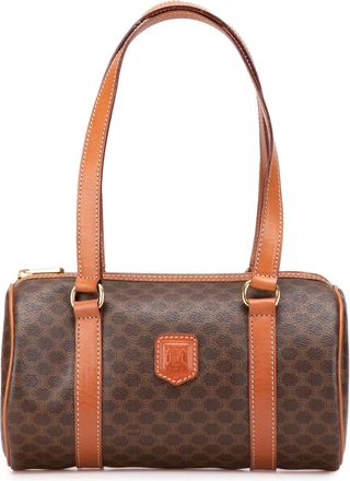 Celine Borsa a spalla in tela cerata con motivo Macadam 1995 - Marrone