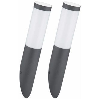 ETC Shop Set di 2 applique da esterno per facciate acciaio inox torcia lampada da giardino antracite in un set con lampadine a led