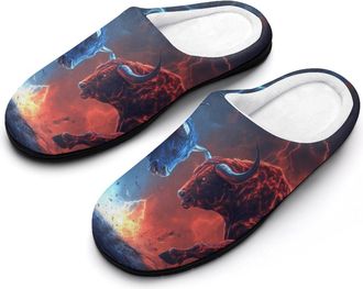 Generic Ice Fire Cow Mens Slippers Comfortable And Non-slip Cotton Slipper Shoe for House