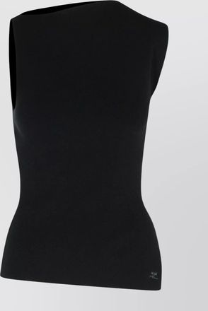 Courr&egrave;ges viscose asymmetric sleeveless tank top