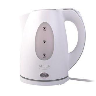 Adler Europe Ad 1207 Hervidor Agua El&eacute;ctrico, 1,5 L, Resistencia Oculta, Inal&aacute;mbrico, Apagado Autom&aacute;tico, Base 360&ordm; 2200w Blanco - Adler