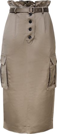 Self Portrait Cargo Skirt In Satin