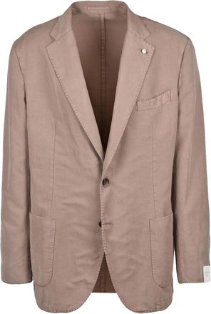 L.B.M. 1911 Taupe Linen Cotton Rounded Blazer Jacket