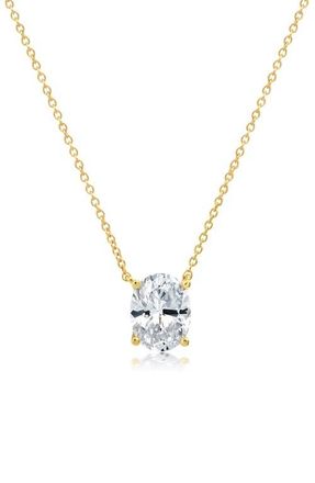 Crislu Oval Cut Cubic Zirconia Pendant Necklace in 18Kyg/Clear Stone at Nordstrom, Size 16