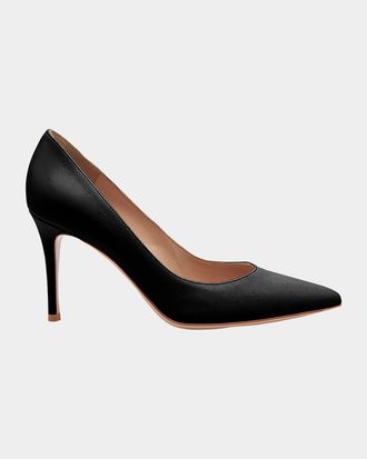 Gianvito Rossi Gianvito 85 Vitello Leather Point-Toe Pumps