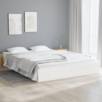 vidaXL Estructura De Cama Sin Colch&oacute;n Madera Maciza Blanco 140x190 Cm Vidaxl