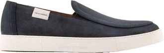 Emporio Armani Heren Nubuck Slip-on Trainers (Zwart)