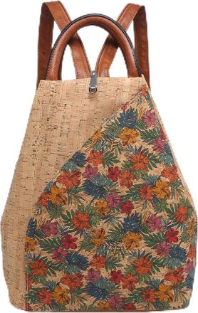 Generic Printed Cork Backpack vegan Fashion Bag Eco-friendly Uni School Cork Ladies handbag/gift for her/Womens messenger bag/sustainable fashion (Floral)