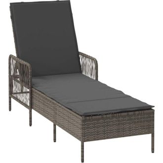 vidaXL Vidaxl - Sun lounger Reclining 1-person Grey 157 x 55 x 92cm Poly Rattan