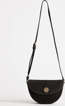 GANT Borsa a mezzaluna da spalla in vera pelle scamosciata nera-Nero