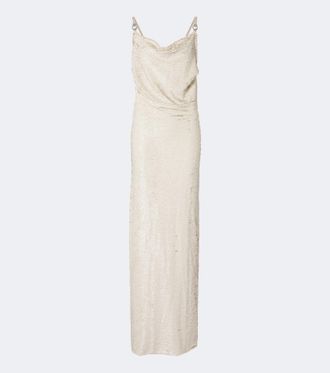 Coperni Draped open-back sequined maxi dress