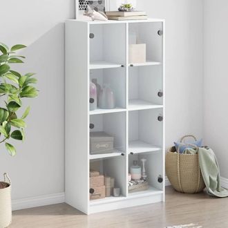 Berkfield Home Highboard with Doors White 68x37x142 cm Engineered Wood | Size: 68 x 37 x 142 cm