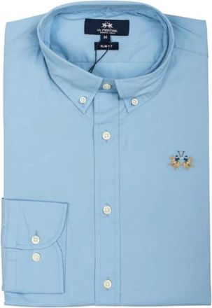 La Martina Klassiek Stijl Shirt - Heren - Casual Overhemden - Blauw - 2XL - Katoen - Overhemden
