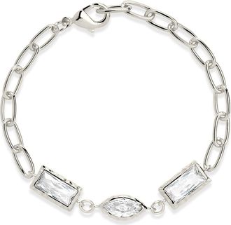 Sterling Forever Tate CZ Chain Bracelet