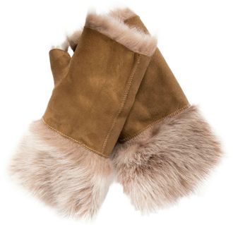 Infinity Leather Womens Shearling Wanten Vingerloze manchetten Toscana Su&egrave;de Schapenvacht Bont
