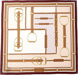 Gucci Horsebit & Gg Print Silk Scarf