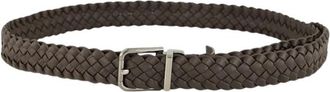 Dolce & Gabbana Gevlochten Geitenleren Riem - Heren - Riemen - Bruin - 95 CM - Leer - Accessoires