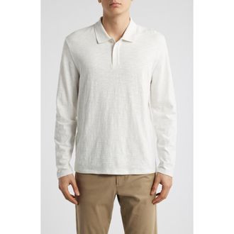 Vince Slub Cotton Long Sleeve Polo in White at Nordstrom Rack, Size Xx-Large