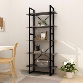 vidaXL Vidaxl - Libreria a 5 Ripiani Grigia 80x30x175 cm in Legno Multistrato