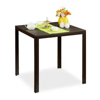 Relaxdays Relaxdays - Mesa Jard&iacute;n Cuadrada, Efecto Madera, Mesita Terraza, Patio, 74,5 X 77,5 X 77,5 Cm, Mesilla Balc&oacute;n, Marr&oacute;n