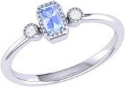 LuvMyJewelry La Vie Emerald Cut Tanzanite & Diamond Ring - 0.04ct. in 14K White Gold at Nordstrom Rack, Size 7.5