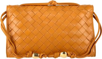 Bottega Veneta Pre-owned Womens Trio Intrecciato Shoulder Bag in Brown Lamb Leather - Mocha - One Size