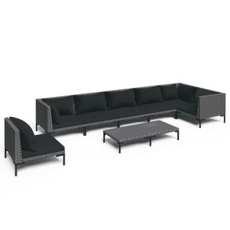 vidaXL Set Sof&aacute;s De Jard&iacute;n 8 Pzas Cojines Rat&aacute;n Sint&eacute;tico Gris Oscuro Vidaxl