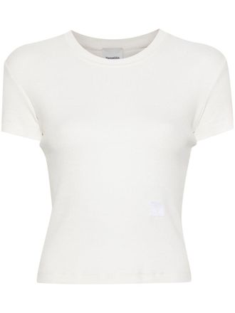 Nanushka logo-embroidered ribbed T-shirt - White