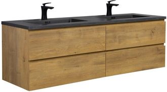 Badplaats Mobile da bagno Angela 160cm Rovere con Lavello Nero - armadio mobiletto lavabo