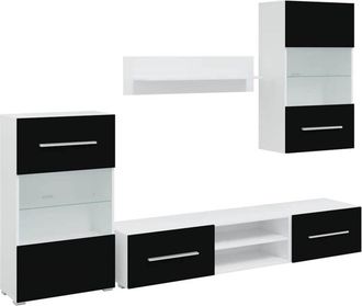 vidaXL Vidaxl - Mobili con Vetrina Parete Unità tv 5 pz con Luci led Nero
