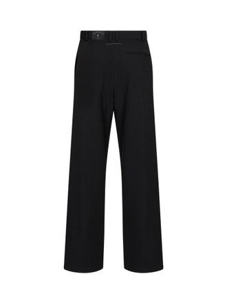 Maison Margiela Womens Pleated Trousers Wool-Blend Black Polyester