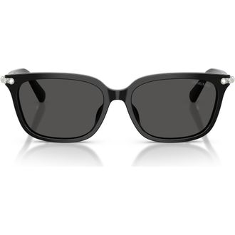 Swarovski 56mm Pillow Sunglasses in Black /Dark Grey at Nordstrom