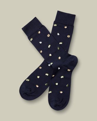 CHARLES TYRWHITT Fruit Novelty Socks - Navy Size 10.5-13 by Charles Tyrwhitt
