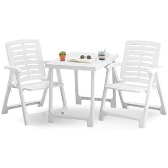 Dmora Dmora - Set salotto da esterno 0, Set da giardino composto da 1 tavolo pieghevole e 2 sedie pieghevoli, Set da Pik Nik, 100% Made in Italy, Bianco