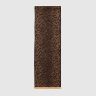 Gucci Reversible GG Wool Jacquard Scarf, Beige