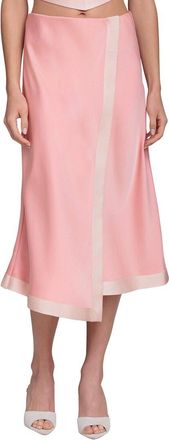Avec Les Filles Asymmetrical Faux Wrap Midi Skirt