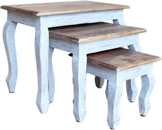 vidaXL Vidaxl - Juego De Mesas Apilables 3 Unidades Madera Maciza De Caoba