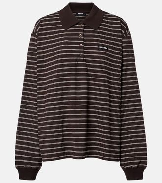 Rotate Striped oversized cotton-blend polo shirt