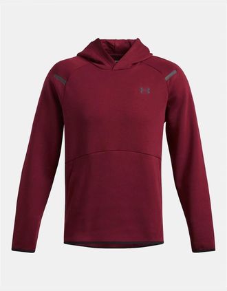 Under Armour Mens Hooded Neck Raglan Sleeve Fleece Hoody - Red - Size: 36